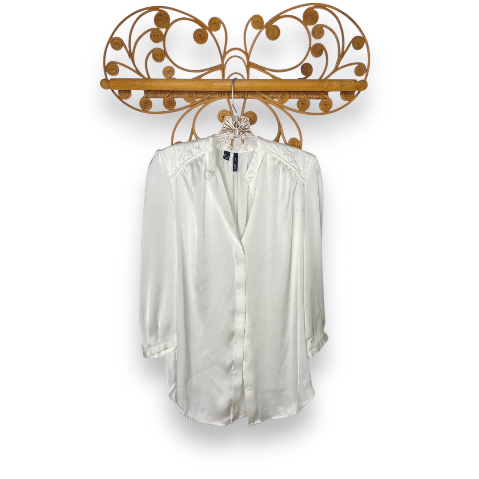 Mng Mango Suit Women's Satin Blouse Ivory S/4